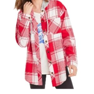 Maurices Red and White Plaid Button-Down Shirt Cabincore